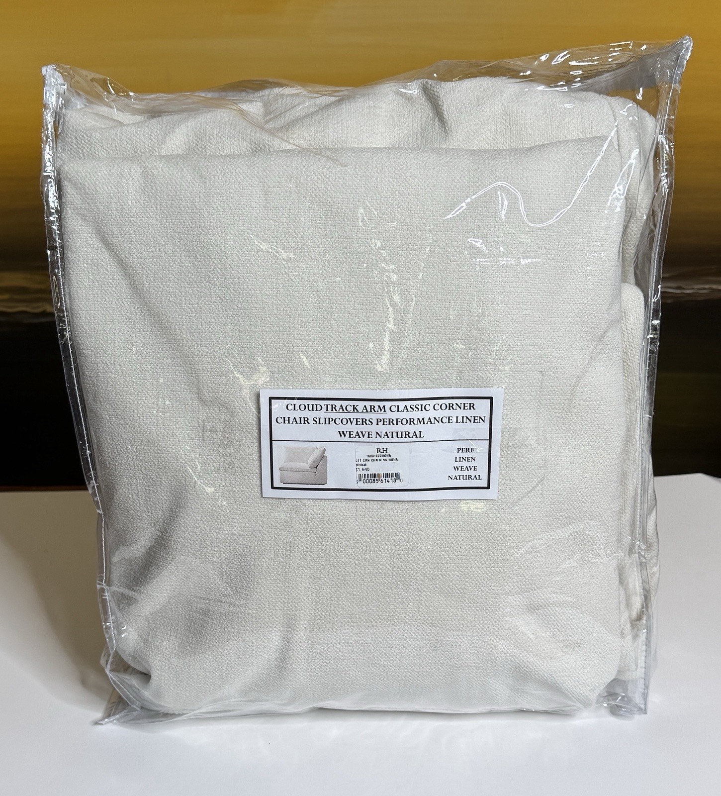 Restoration Hardware Cloud TRACK ARM Corner Chair SLIPCOVER Perf Lin Wve Natural