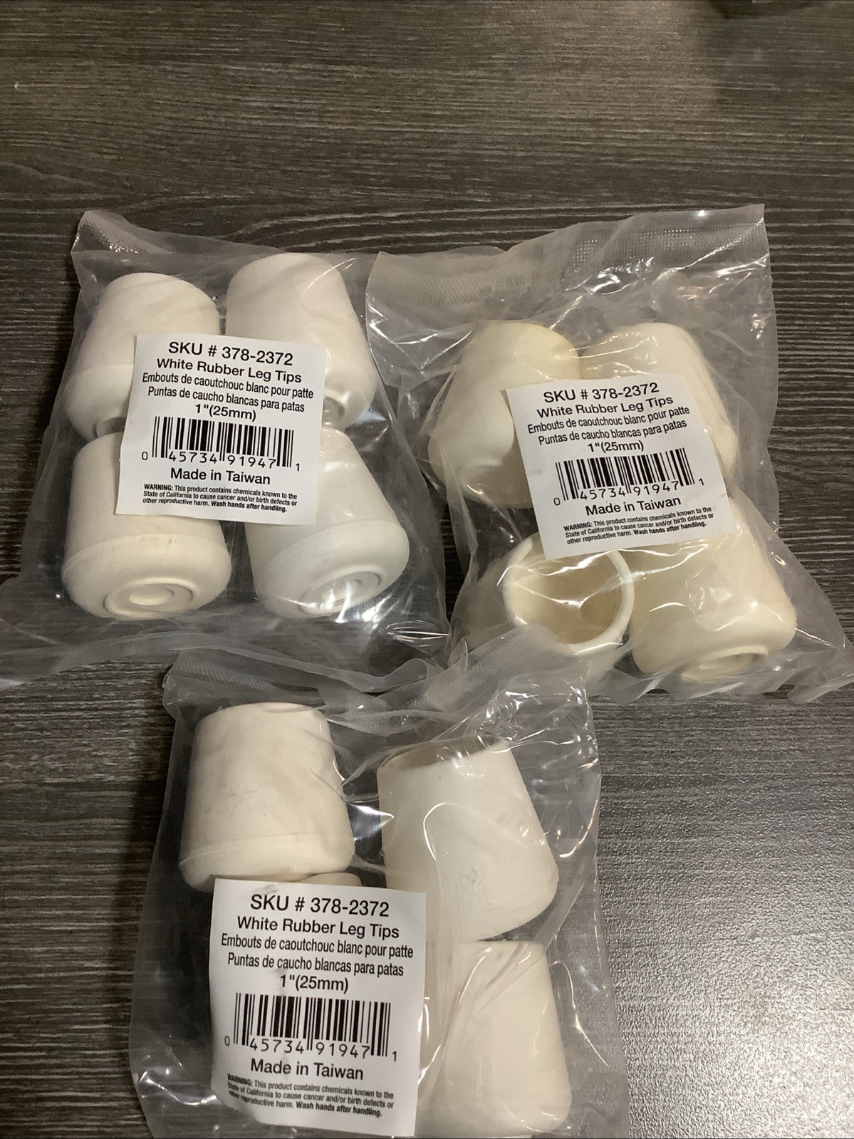 ProSource 1” White Rubber Leg Tips 3782372 New Lot of 12 NOS