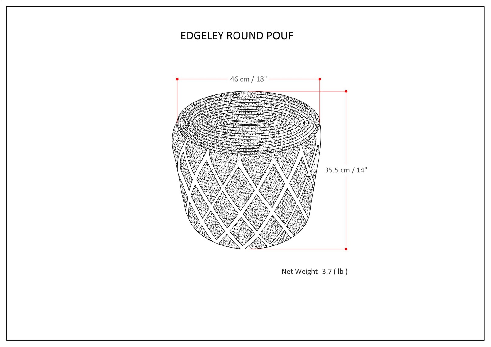Simplihome Edgeley – 18 Inch Wide Handwoven Jute And Cotton Ottoman In