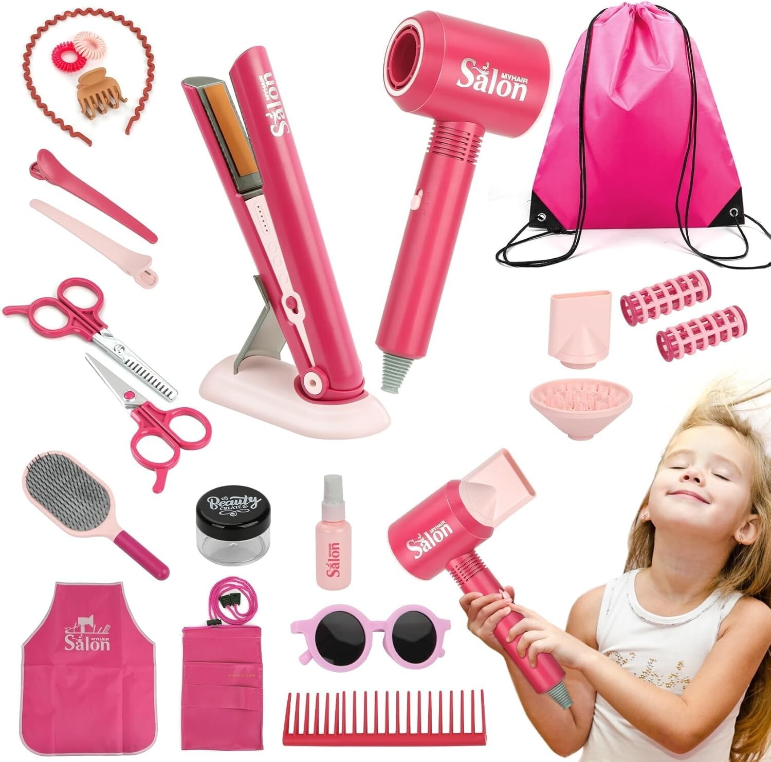 Hair Salon Toys for Girls Beauty Salon Set with Pretend Play Hair Salon Styli…