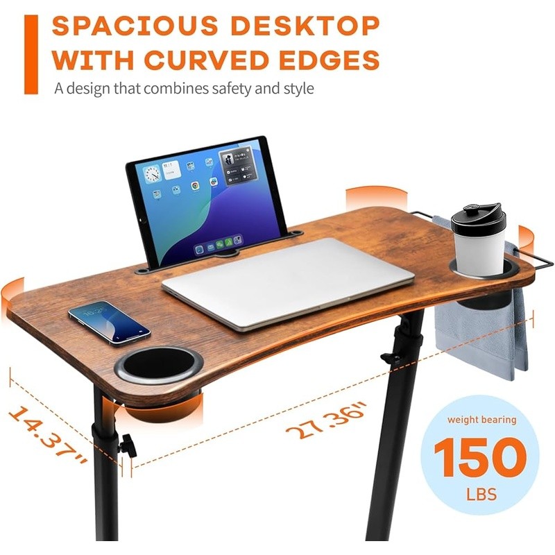 Adjustable Treadmill Desk Ergonomic Stand Up Workstation W/ Cup Holders New