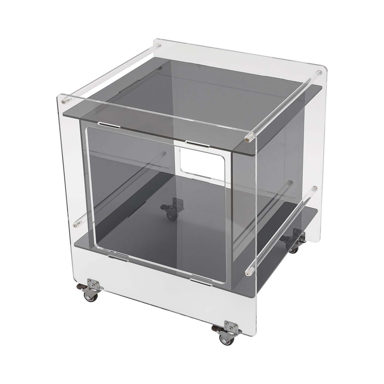 Side Table Acrylic Mobile Table 46x40x55cm Multifunctional End Table with Wheels