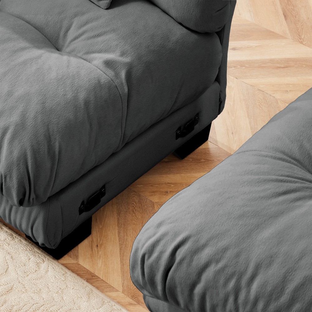 27″ Gray Chenille Sofa LSF with 2 Pillows – 1-Seat Flexible Combination Sofa