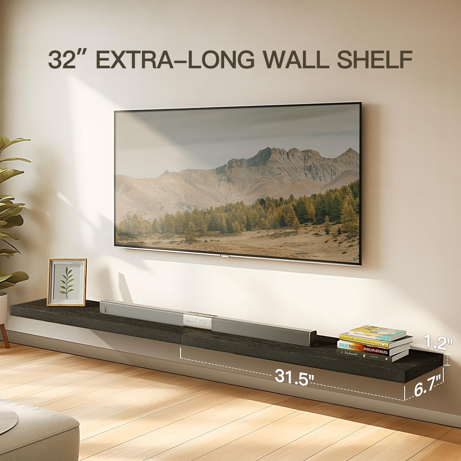 FLOATING SHELVES 32ณ LARGE WALL MOUNTED SHELVES FOR BATHROOM BEDROOM LIVING ROOM