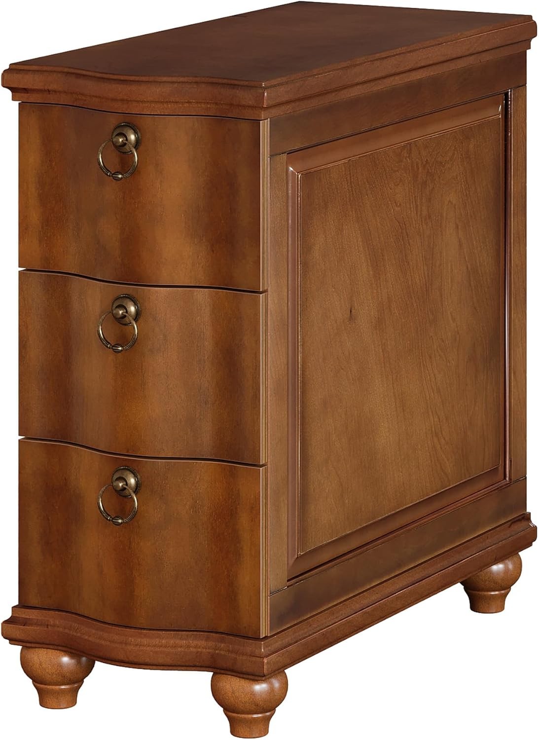 Wood Fully Assembled End Table, 3-Drawers Narrow Slim Side Table for Living Room