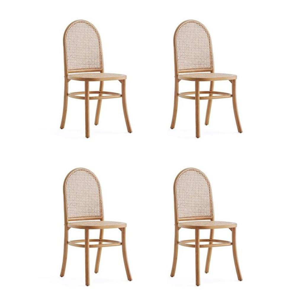 Manhattan Comfort Paragon 19.29″ Wood Dining Chair in Natural (Set of 4)