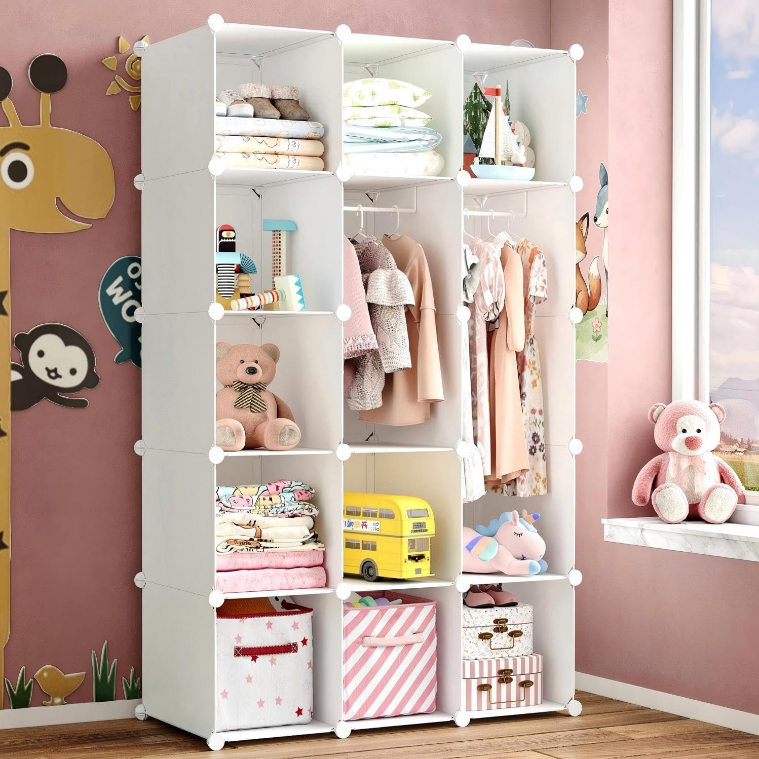 Modular Baby Wardrobe Closet, Portable Children Organizers and Storage for Nurse