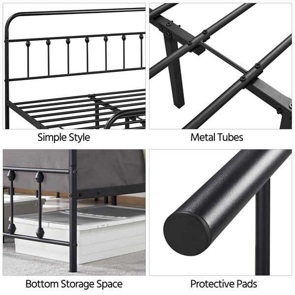 Twin/Full/Queen/King Metal Bed Frame Mattress Foundation High Headboard