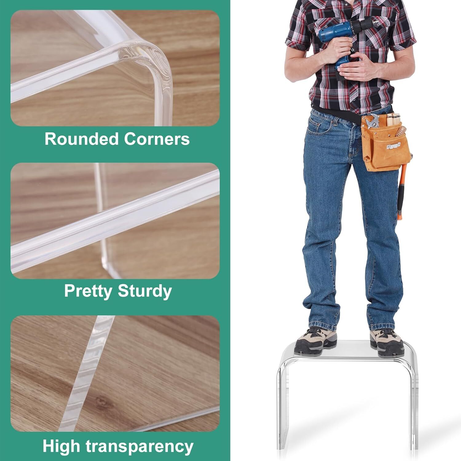 Acrylic Step Stool, Closet Non-Slip Footstool, 9” Kids Toilet Stool