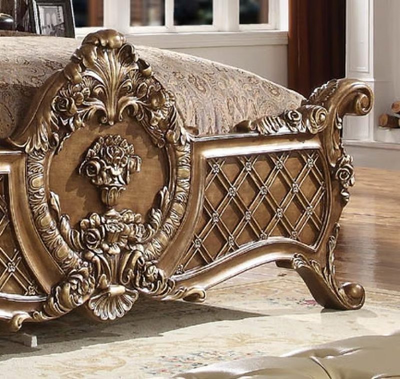 LUXURY 5PC King Gold Brown Classic Master Bedroom Set Traditional Bed/D/M/2N