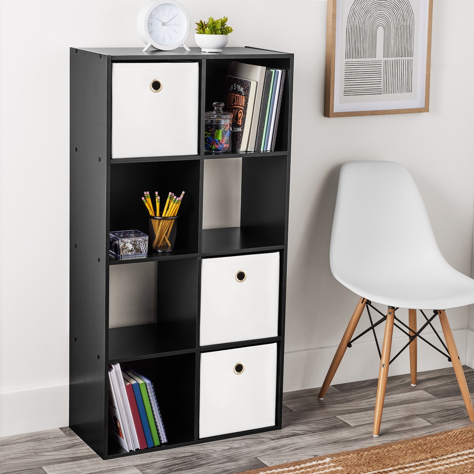 Mainstays 8-Cube Storage Organizer, 11.8″ Shelves, Bookcase, Wood Display