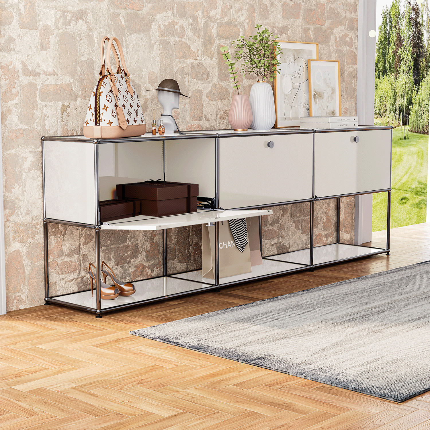 USM Haller Style Modern Storage Cabinet Free-Standing Shelf Modular Type G 6Cell