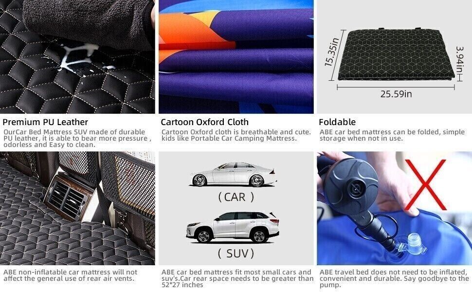 Non-Inflatable Car Mattress, Folding Car Bed Mattress for SUV, Portable Car Camp