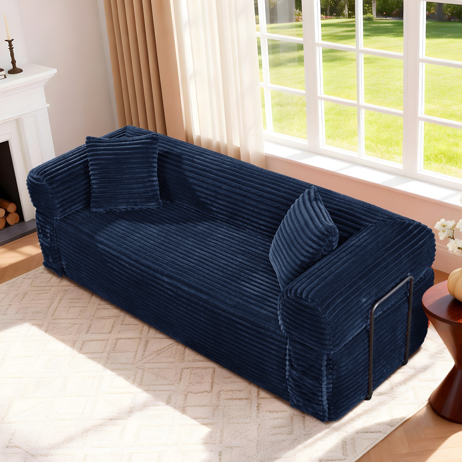 82″ Boneless Couch for Living Room, Floor Sofa in a Box, with Fixed-Shape Frame