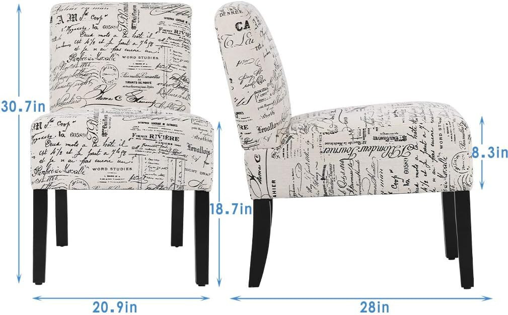 Accent Chair Dining Chairs Armless Chair for Living Room Armless Chair Set of 2