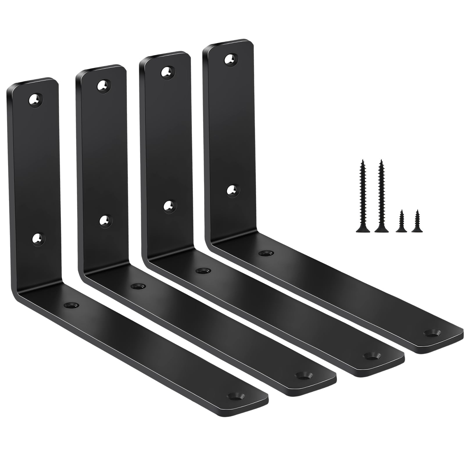 4 Pack – L 6″ X H 4″ X W1.5, 5Mm Thick Black L Shelf Bracket, Iron Shelf Bracket