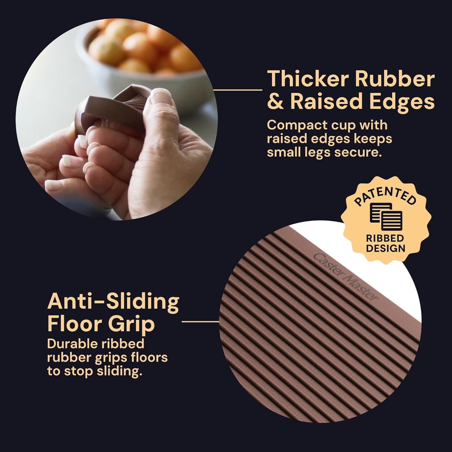 2×2 Non-Slip Furniture Pads for Hardwood & Vinyl – 4 Pack Brown Floor Protectors