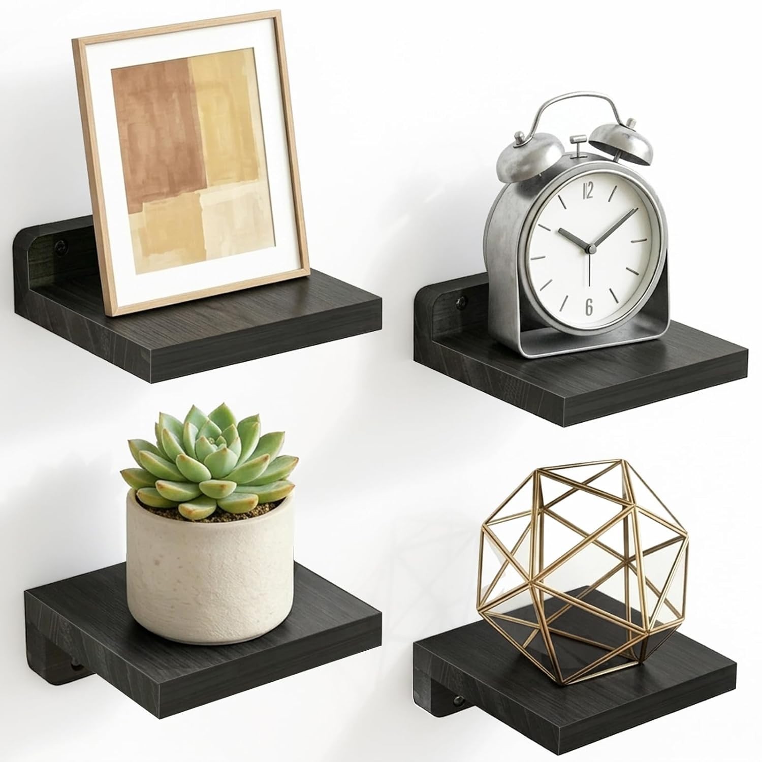 Fixwal Wall Shelves, 5×5 Inches Small Floating Shelf, Rustic Wood Wall Mounted S
