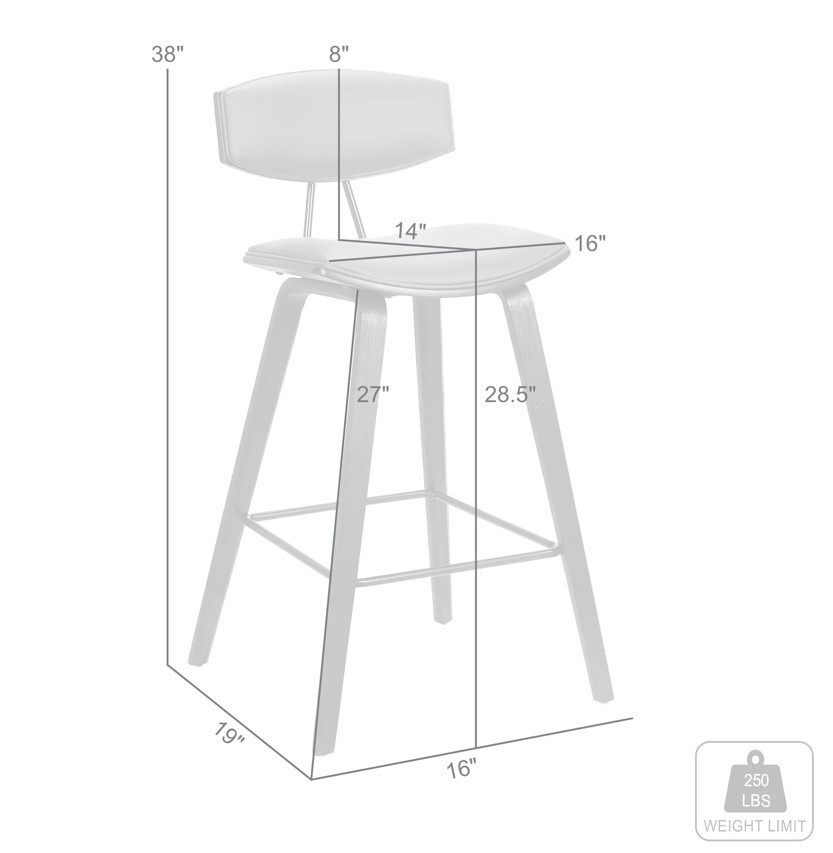 Set of 2 Mid Century Counter Height Bar Stools 28.5-inch Modern Kitchen Chairs