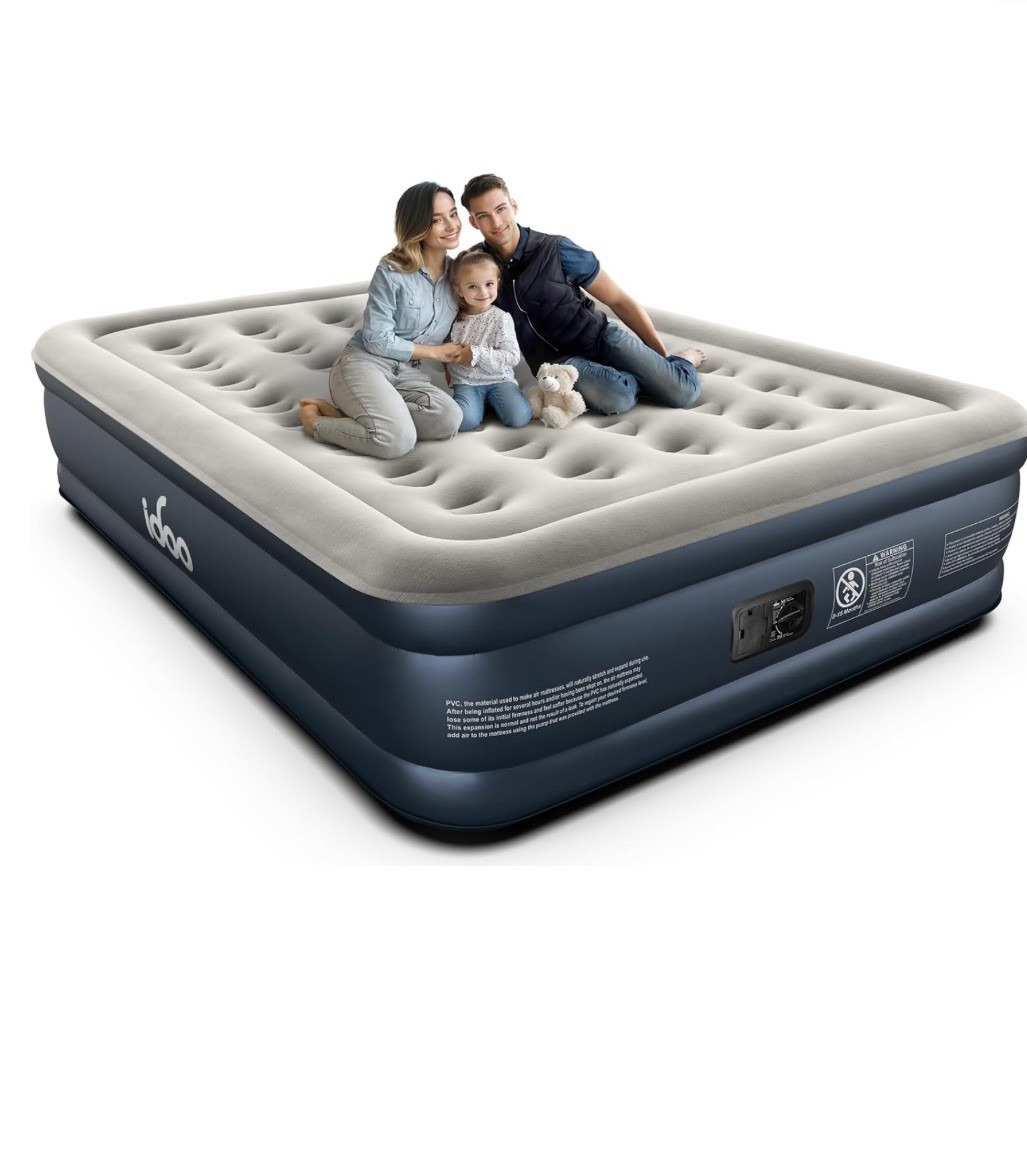 iDOO Queen Air Mattress 18” Raised w/Built-In Pump 650lb Inflatable Bed