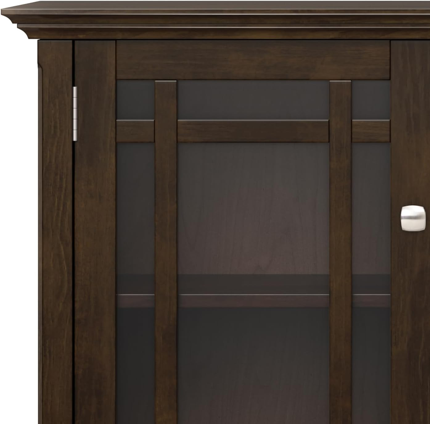 Bedford 62″ Solid Wood Storage Cabinet with Glass Doors in Dark Tobacco Brown
