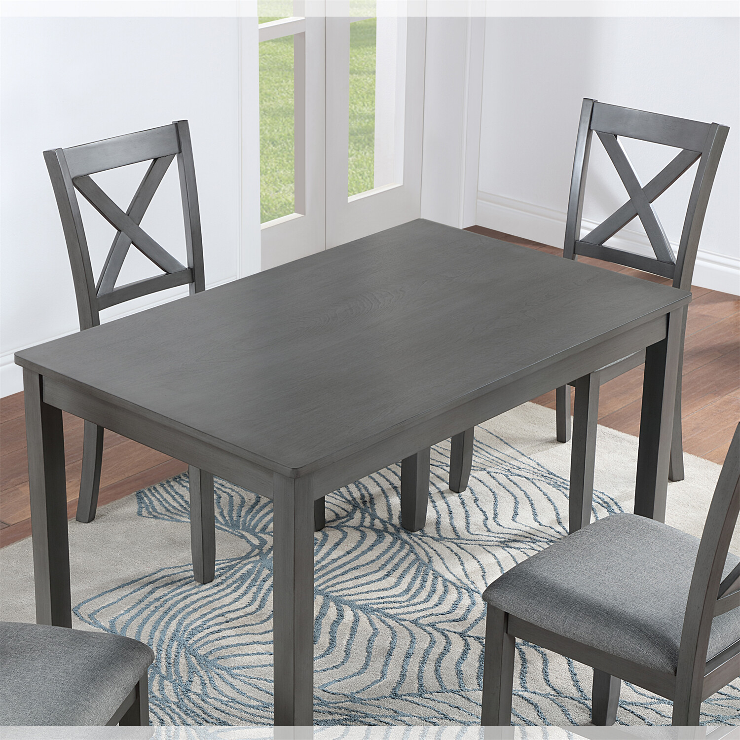 Modern Dining Table Wood Table Rectangular Table Kitchen Table For 4 Person Gray