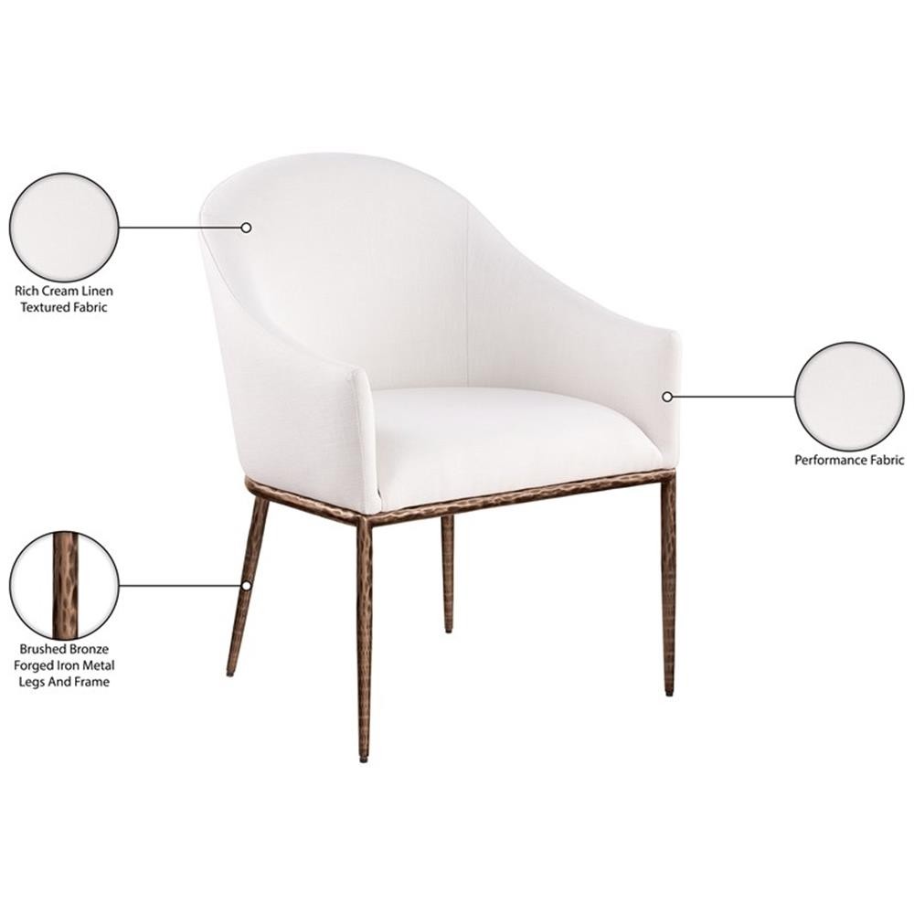 Bowery Hill Contemporary Cream Linen Textured Performance Fabric Dining AC