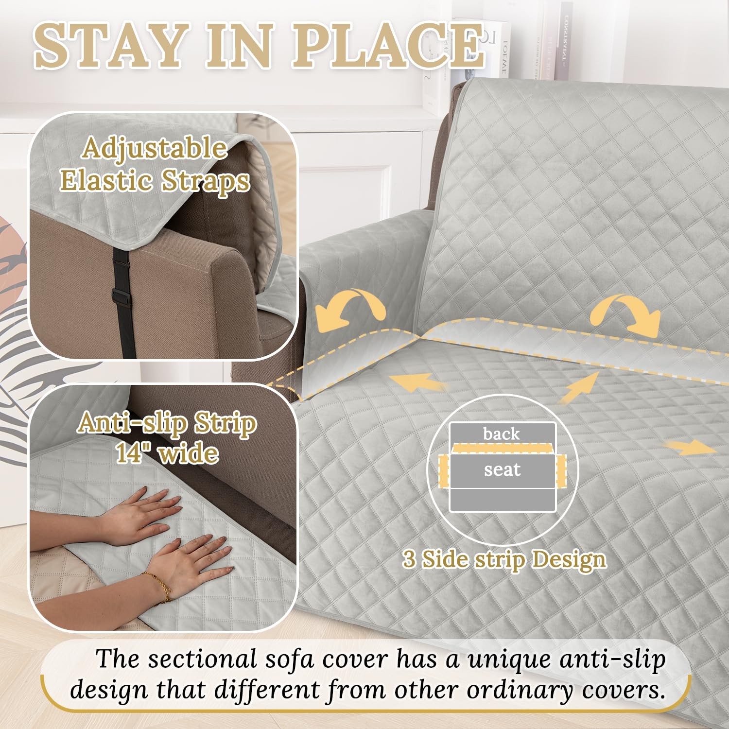 Waterproof Corner Sectional Couch Cover Velvet L Shape Sofa Covers for Pets D…