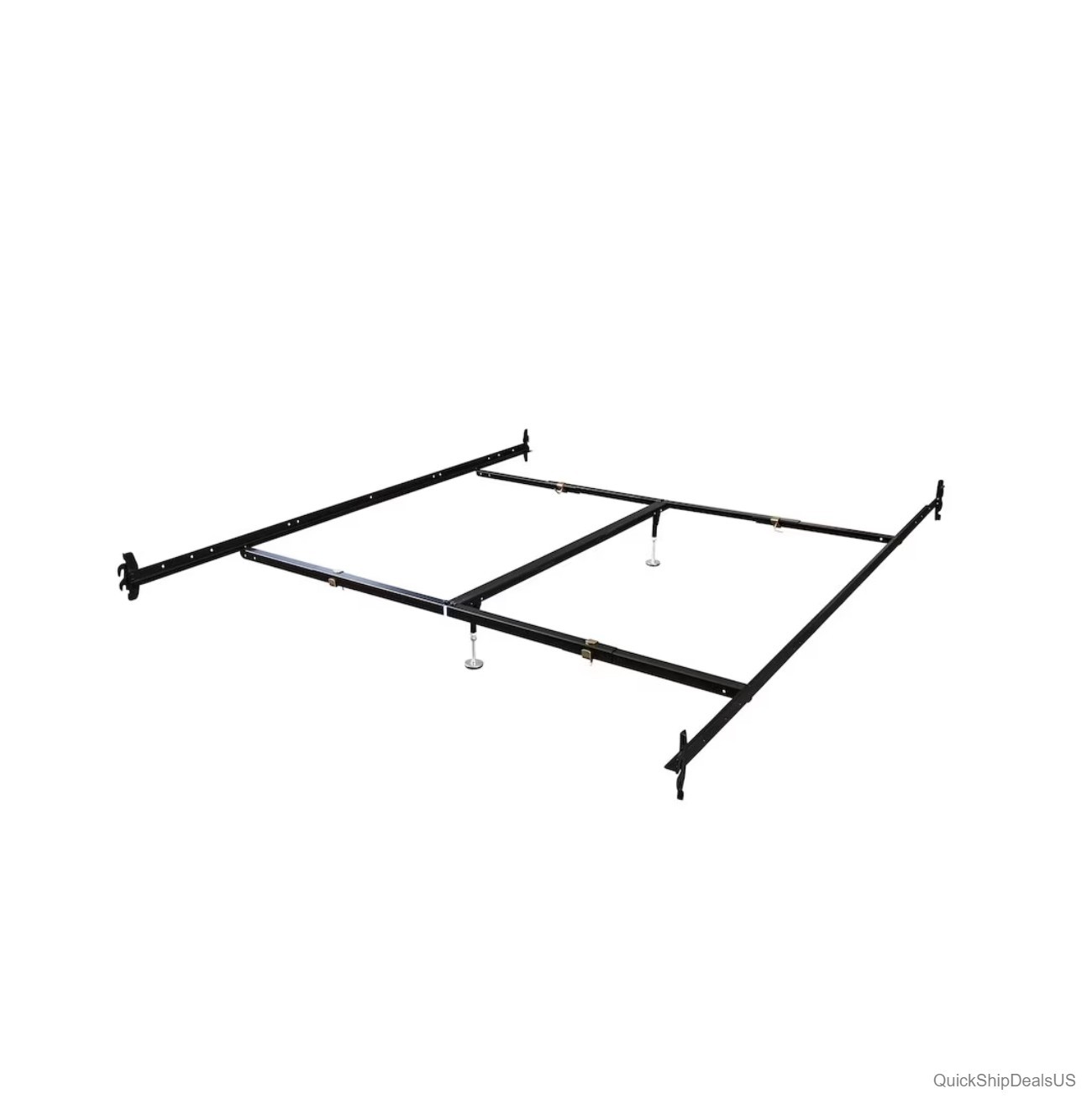 Bed Rails Queen Eastern King With Center Support 2 Glides Heavy Duty 2000 lb