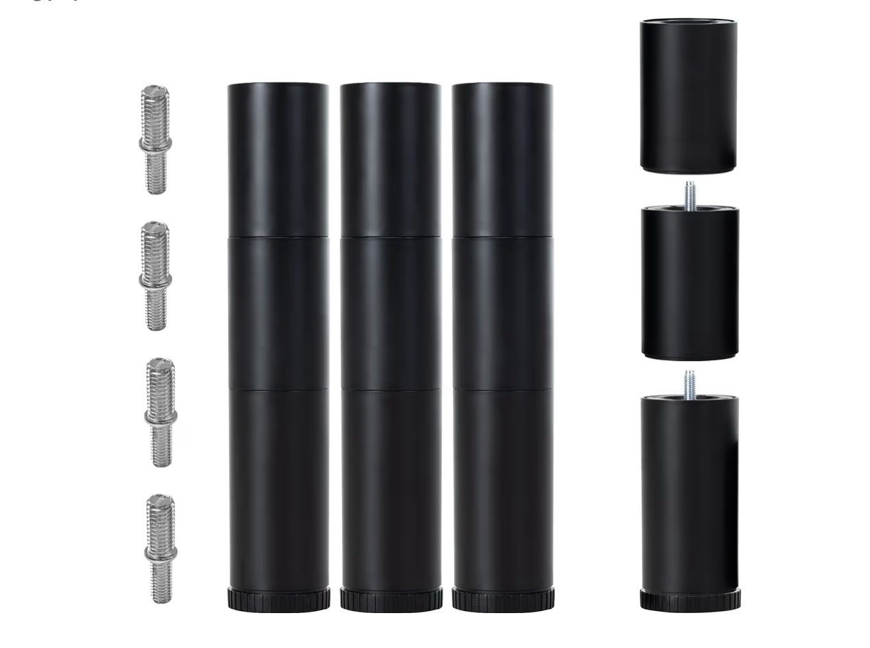 Adjustable Bed Legs Replacement for Base Frame, 4 Kind Threads 12″ 3-in-1 Legs