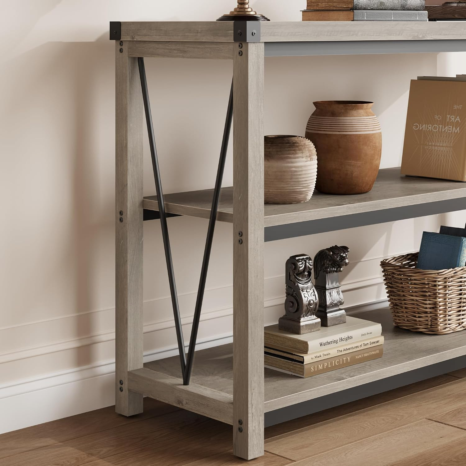 47″ Farmhouse Console Table with Storage – Grey Entryway Furniture