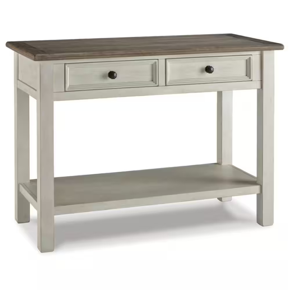 Bolan Burg 46 In. Brown/White Rectangle MDF Console Table with Drawer