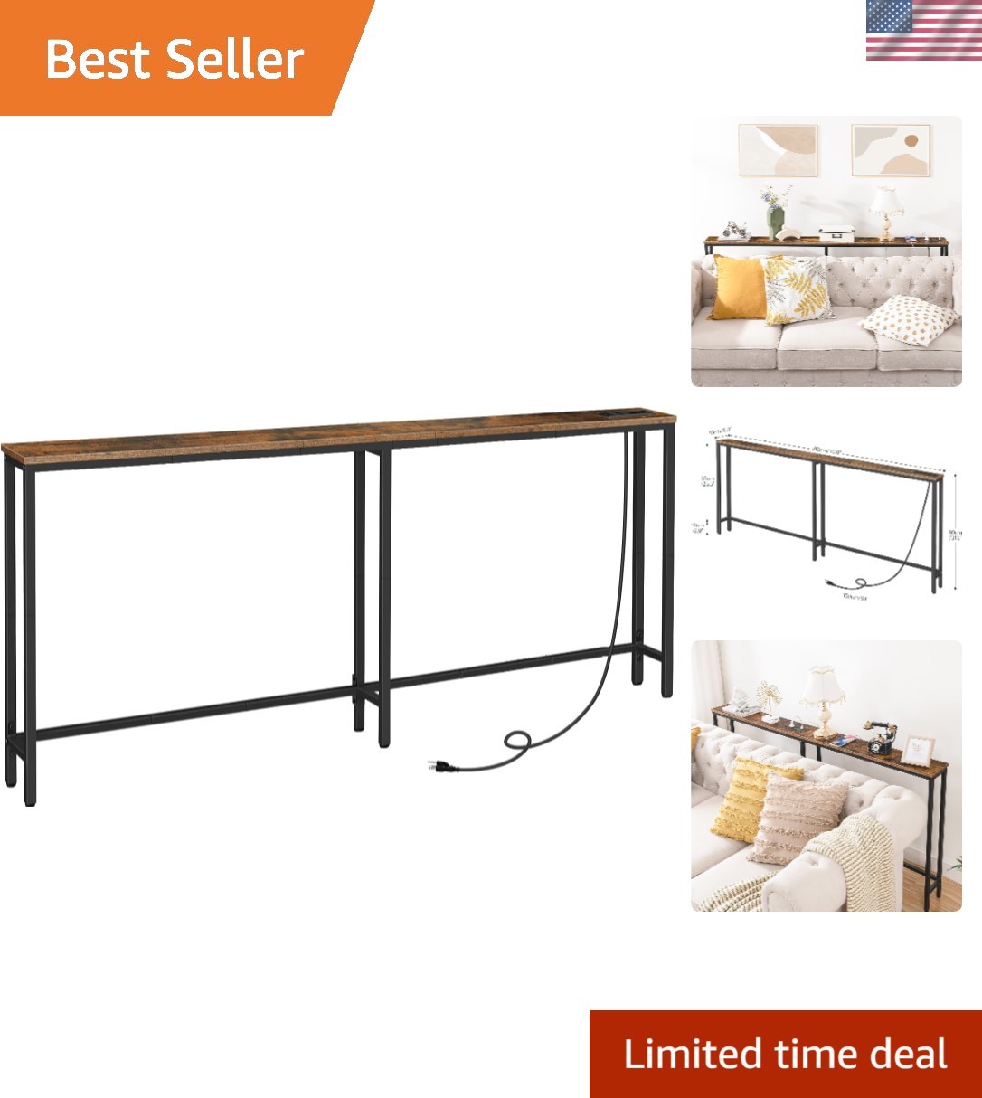 70.9″ Multi-Functional Console Table with USB Ports – For Hallway & Living Room