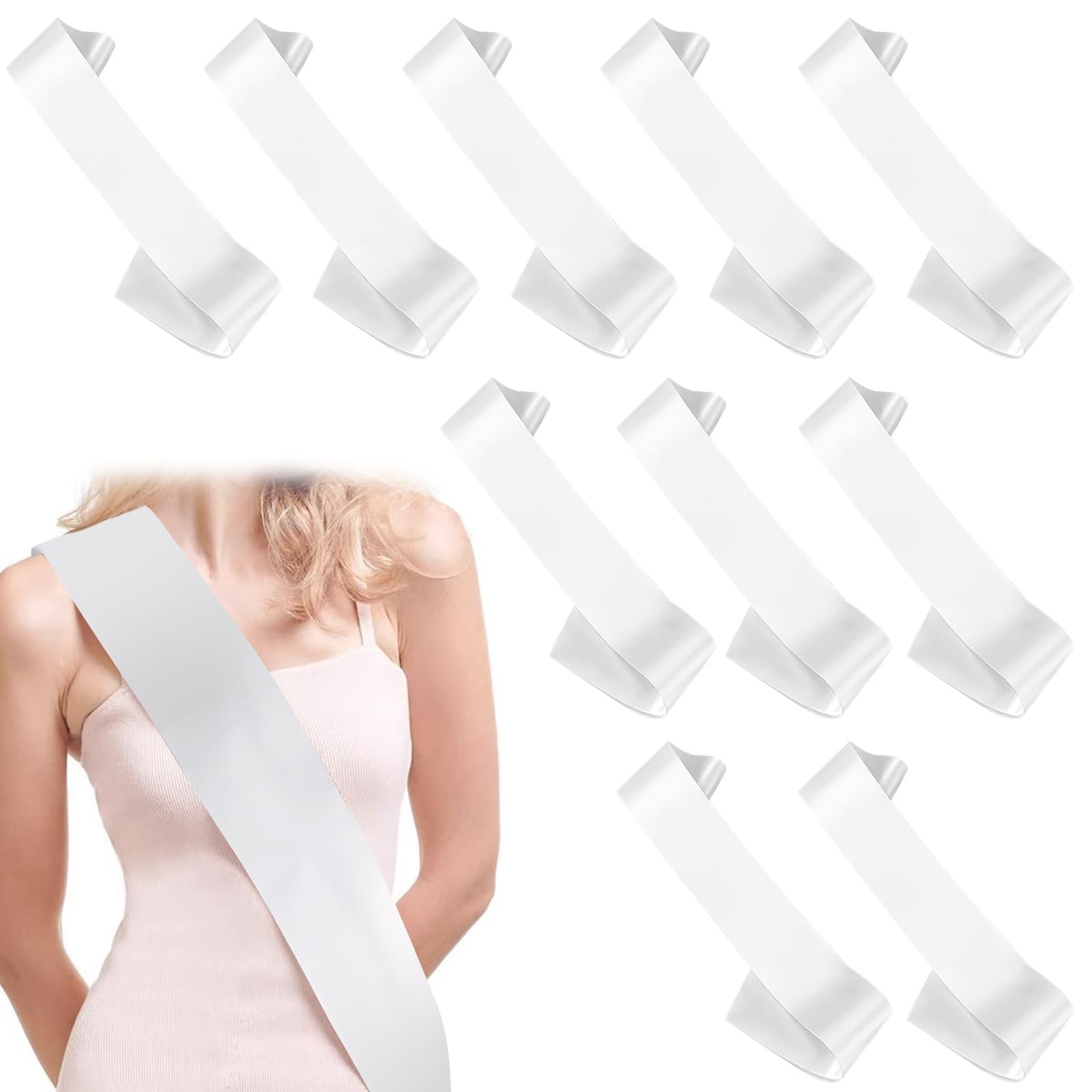 Blank Satin Sashes White Beauty Pageant DIY Party Wedding Decoration 10 PCS