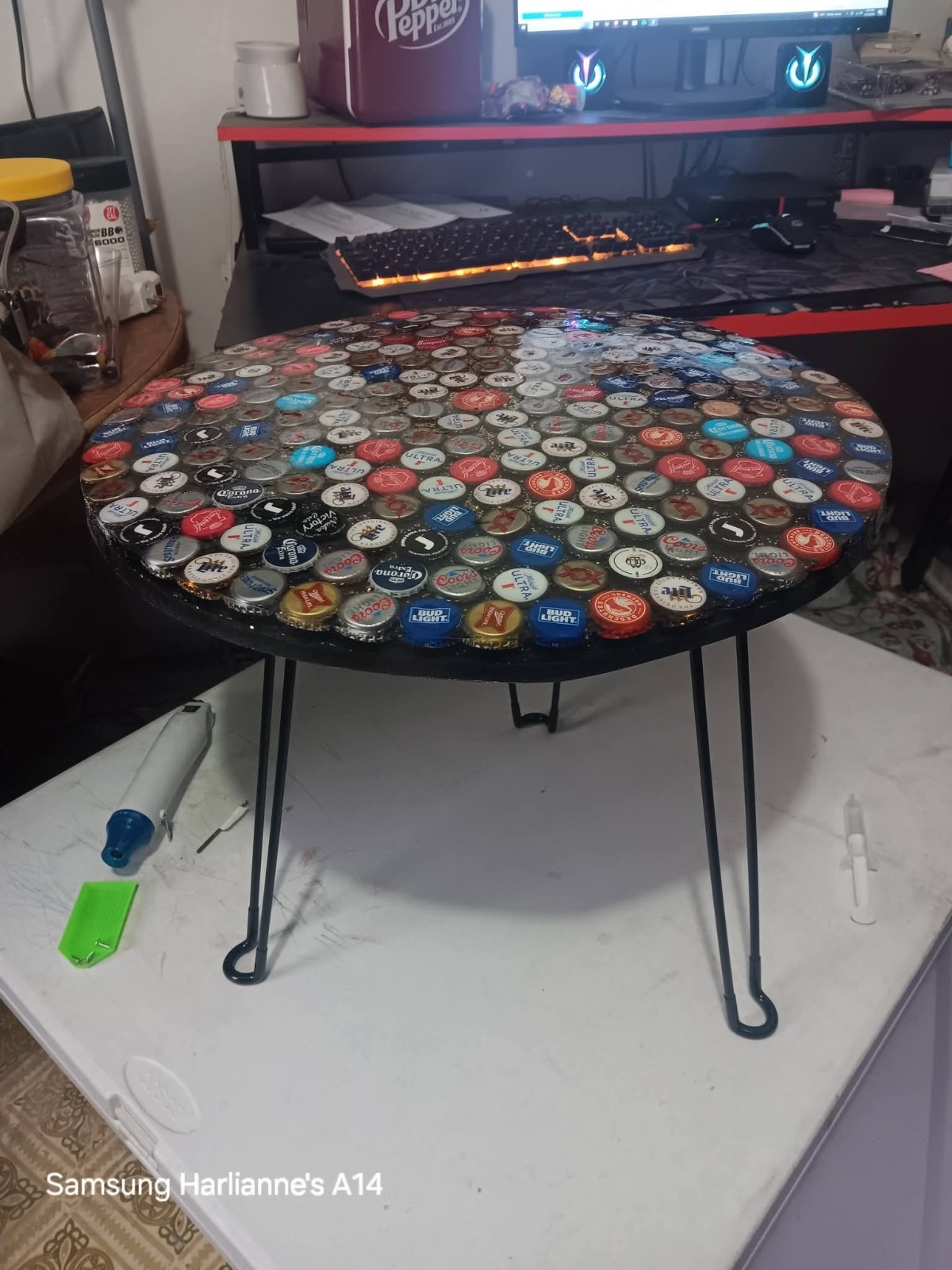 epoxy resin table- Bottle Cap Table