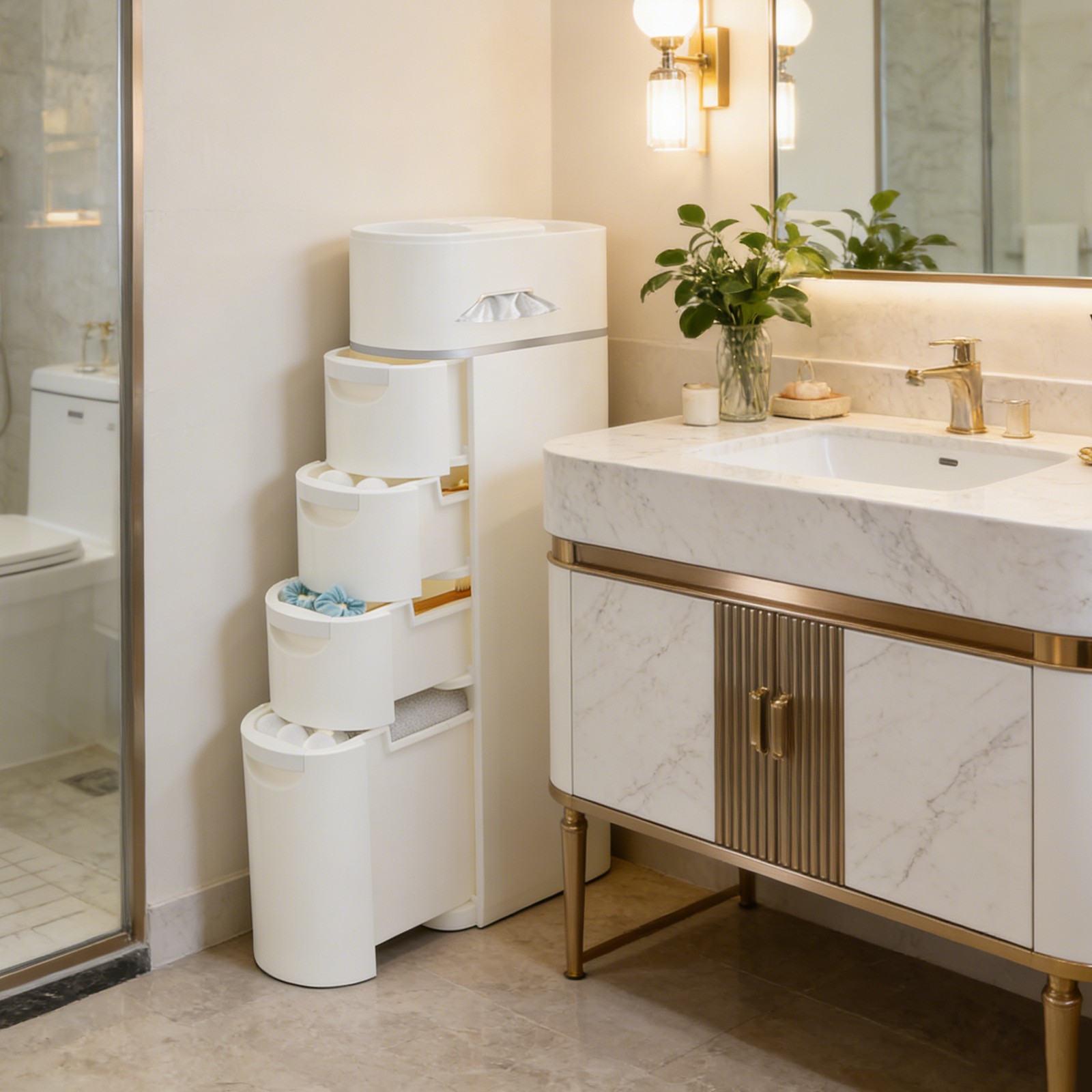 Bathroom Floor Cabinet,Narrow Slim Storage Cabinet,Free Standing Storage Cabinet
