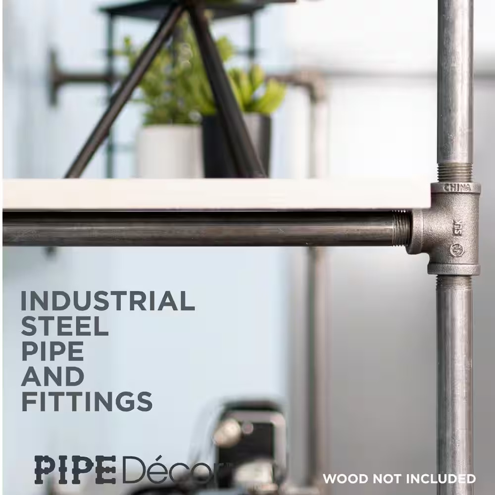 1/2 In. X 11.75 In. D X 22 In. H Black Steel Pipe Wall Mounted 2-Tier Shelf Kit