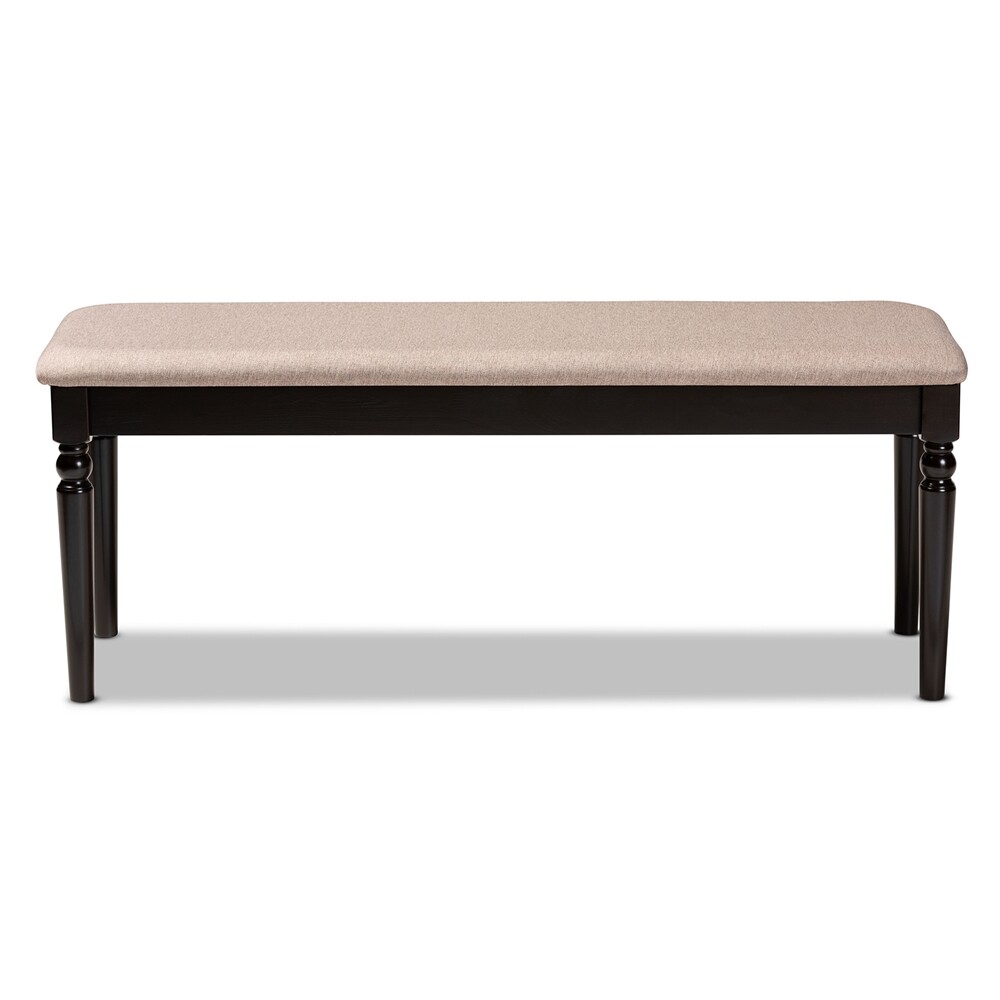 Dining / Entryway Piano Bench Gray or Tan Fabric Light Walnut or Dark Brown Wood