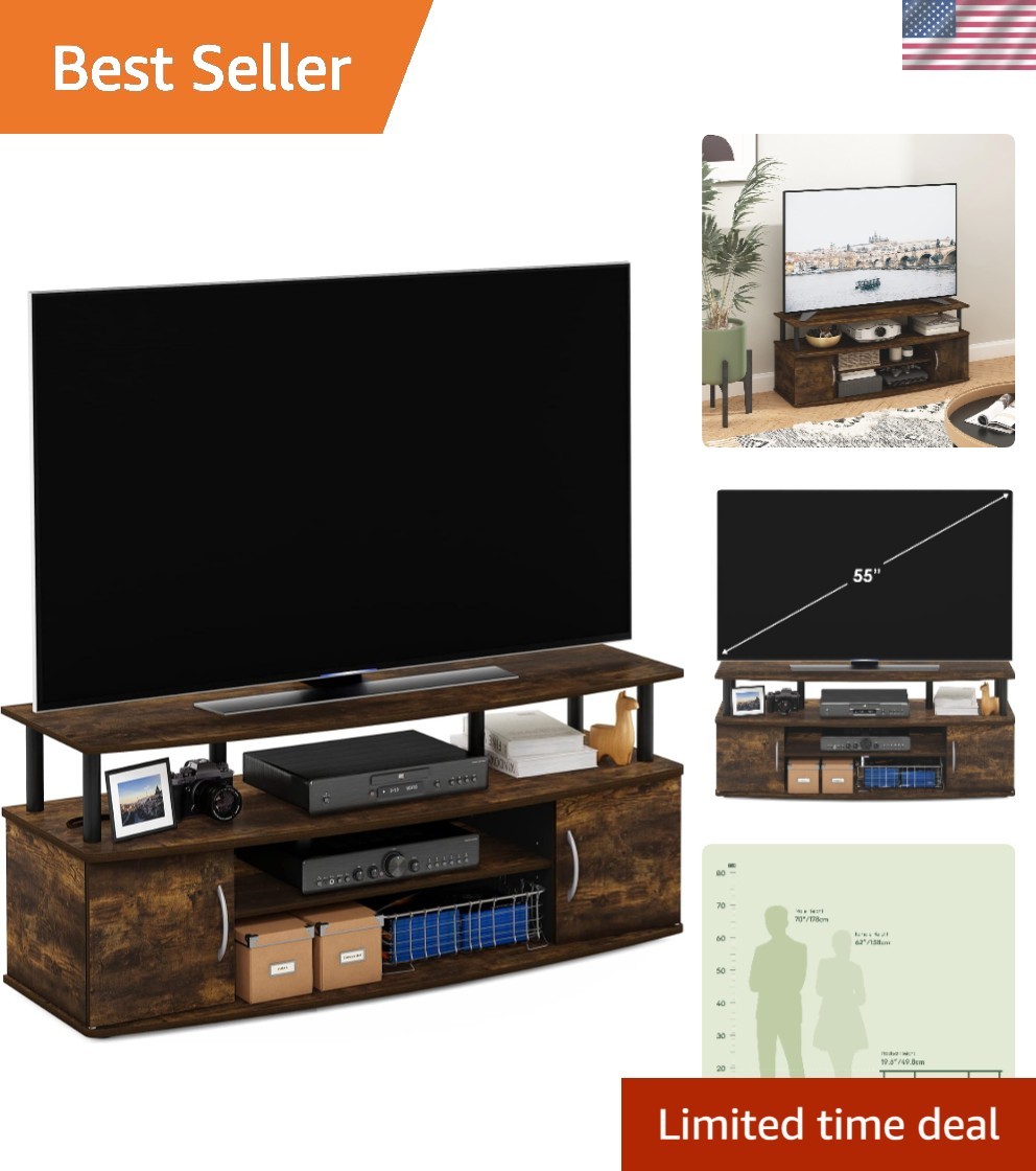 Space-Saving 55-Inch TV Stand with Adjustable Shelves – Modern Family Furniture