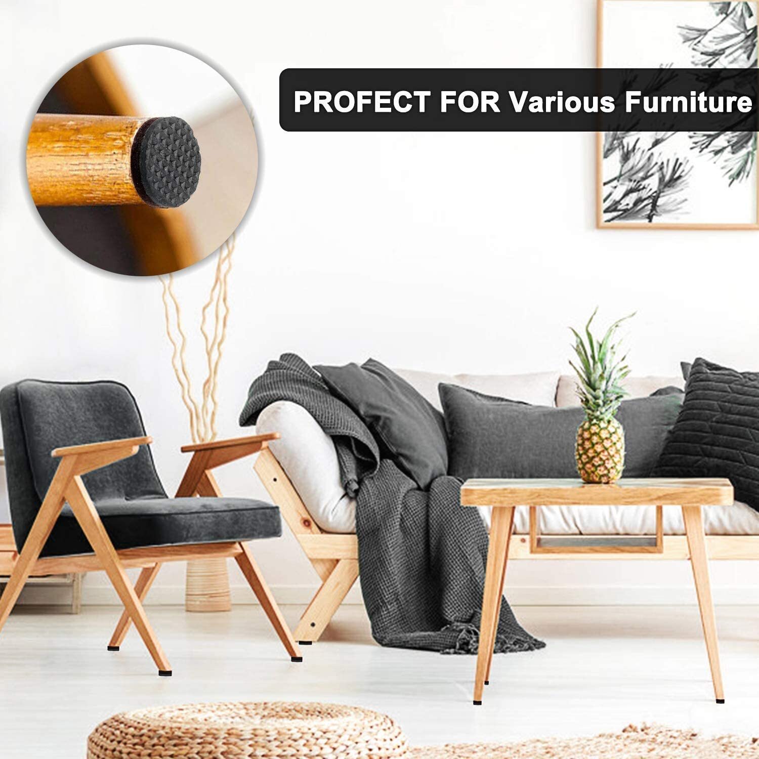 Non Slip Furniture Pads 48 Pcs1+2+2″ Furniture Grippers Non Skid For Furniture