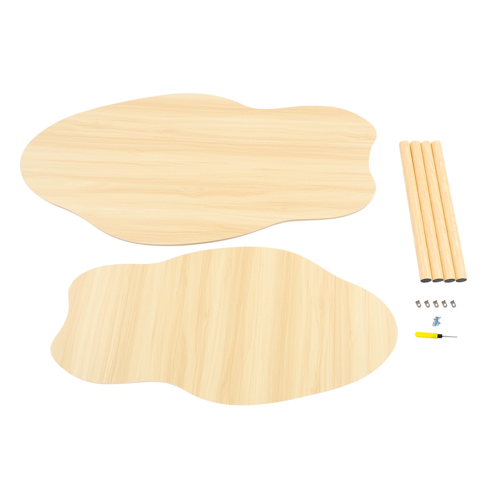 Cloud-shaped Coffee Table Double Layer Center Table for Living Room Light Walnut