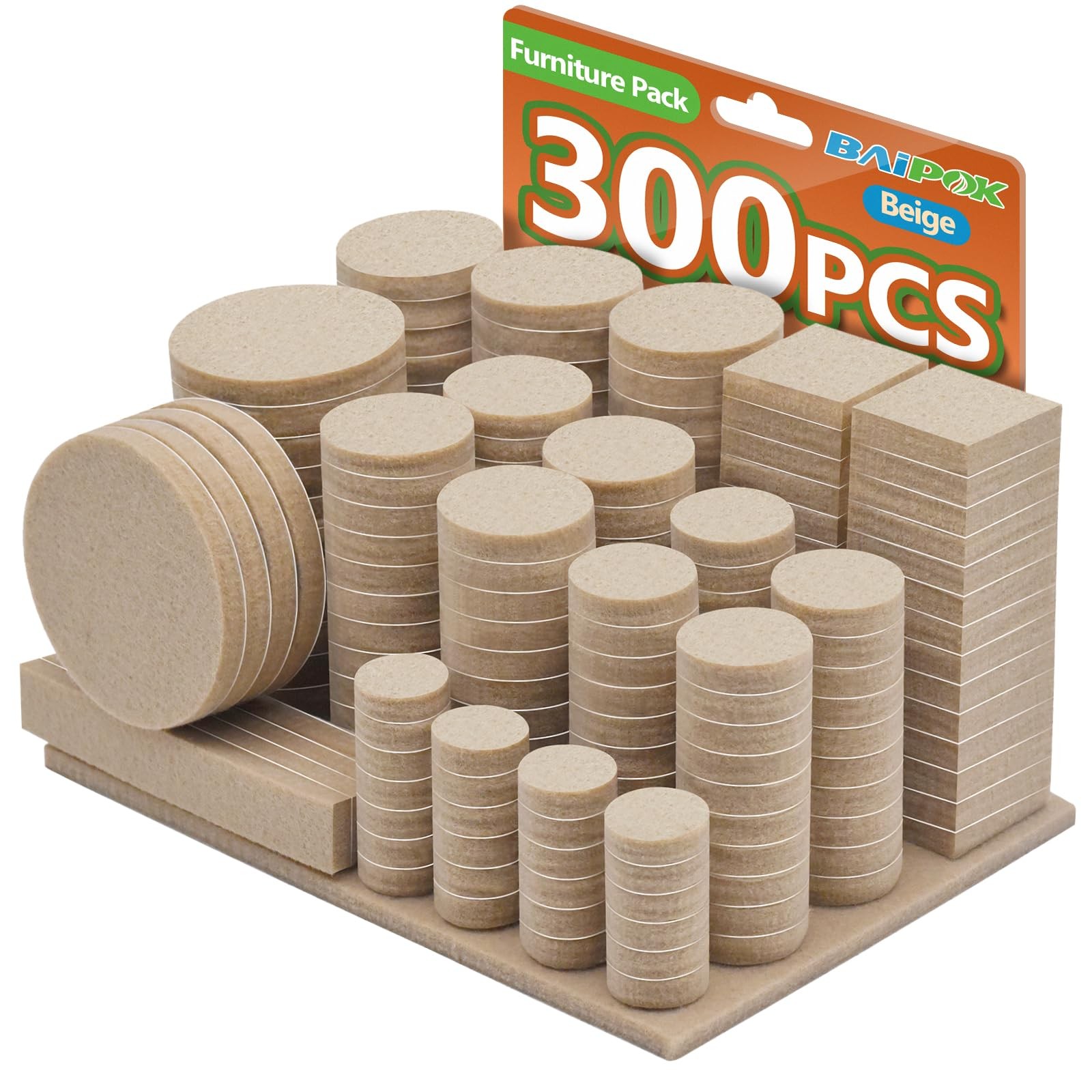 Furniture Pads 300 Pack Premium Felt Beige Self Adhesive Anti Scratch Floor