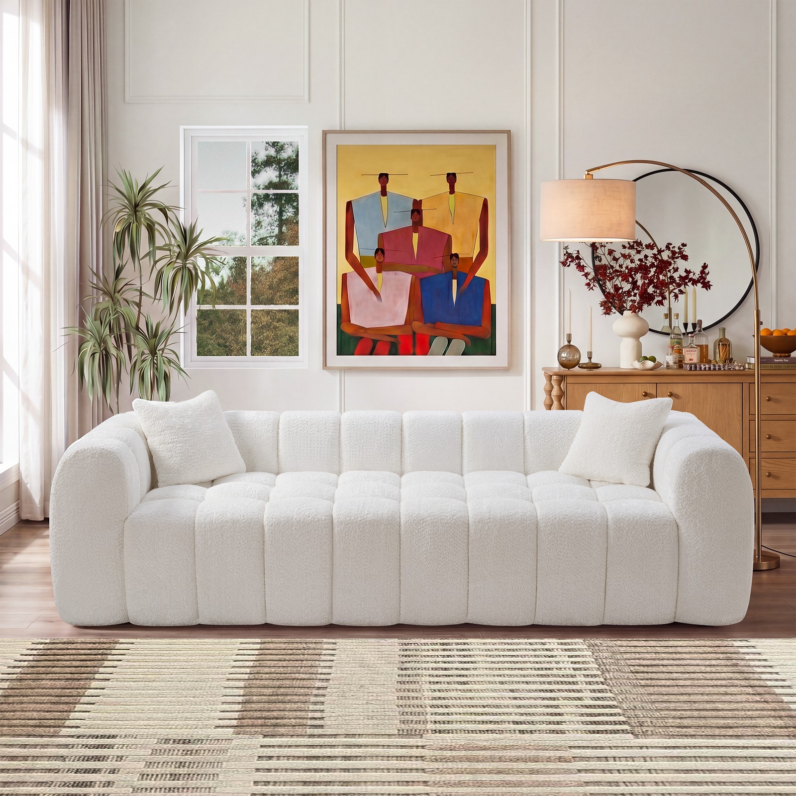 Marshmallow Cloud Sofa 102.7″ Oversized Boucle White Modern 4-Seater