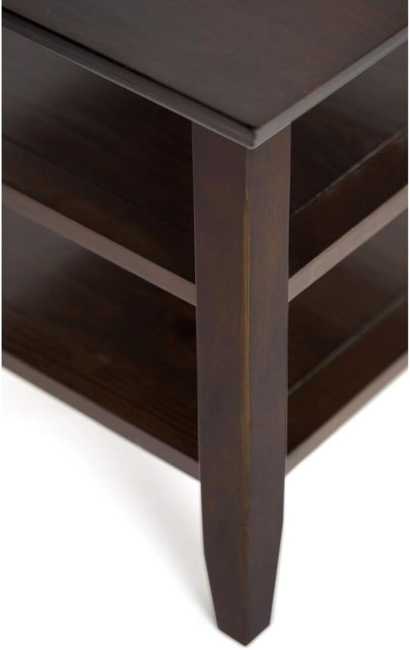Acadian Narrow Side Table – 14″ Solid Wood End Table with 2 Open Shelves