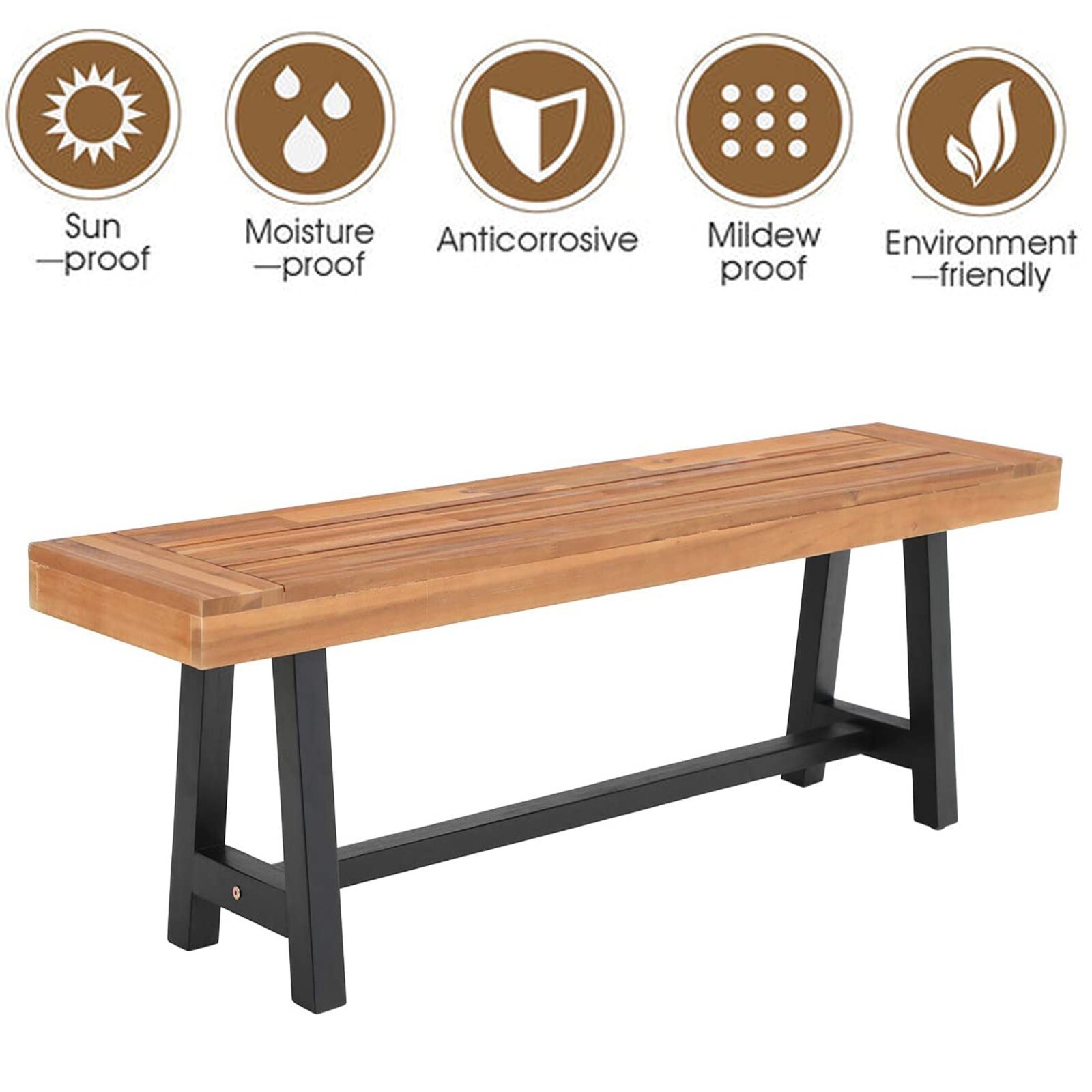 Solid Wood Bench Chair Rustic Seat Entryway Hallway Bench Backless Dining Chair