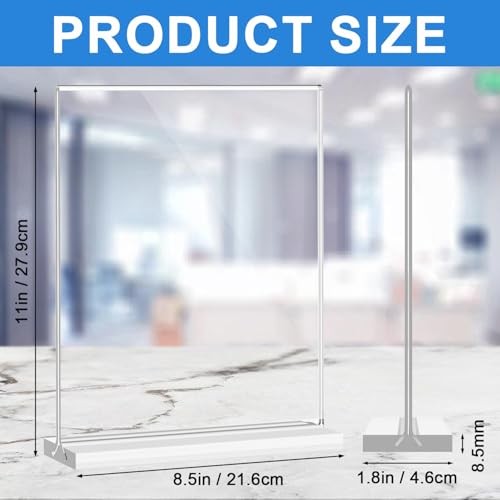 24 Pack Acrylic Sign Holder 8.5 x 11 Inches Clear Double Sided Vertical Table