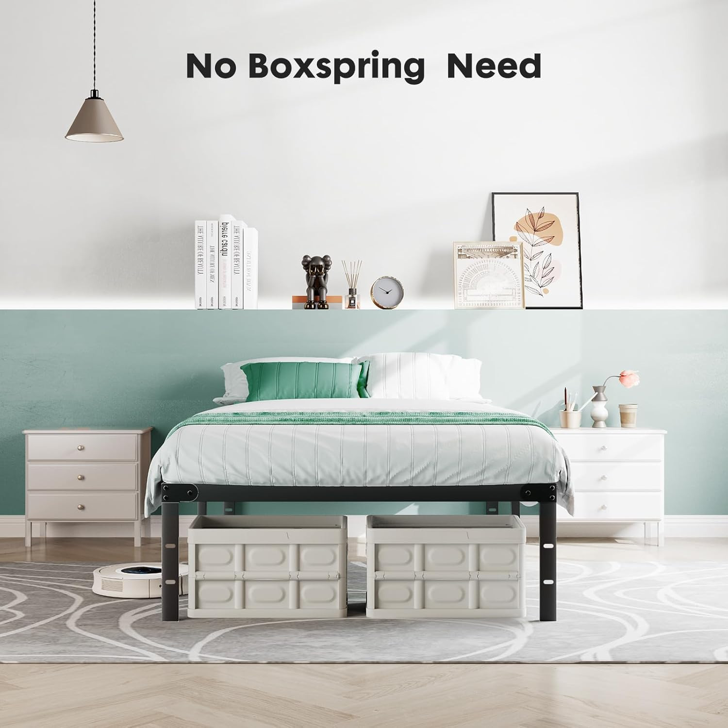 Twin Bed Frame – Heavy Duty Metal Platform Bed Frames Twin Size with Storage Spa