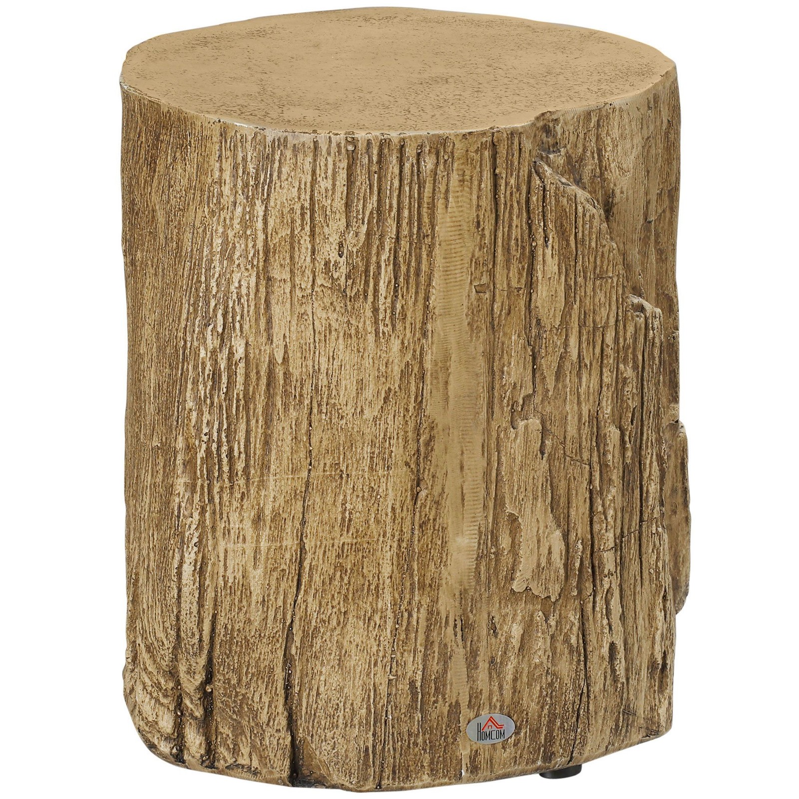 Tree Stump Stool Side Table Round Tabletop Wood Grain Finish Indoor Outdoor