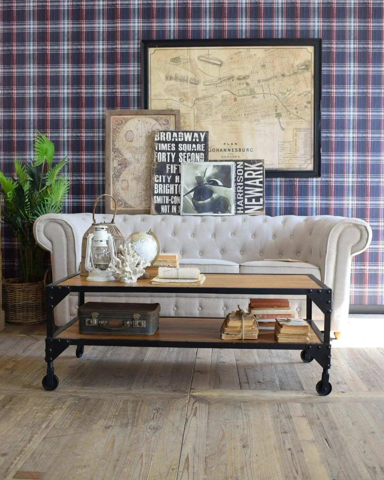 Detroit Wood and Iron Industrial Coffee Table 120cm