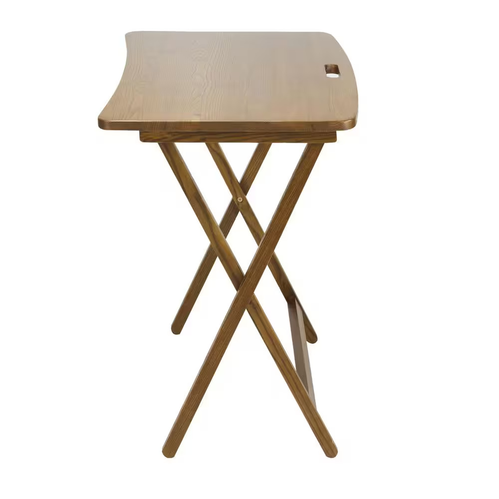 28 In. W Warm Brown New Color Solid Red Oak Wood Folding Table